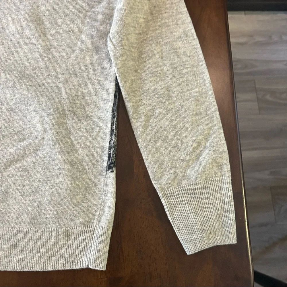 J. CREW LACE WOOL BLEND SWEATER GRAY BLACK SIZE Medium